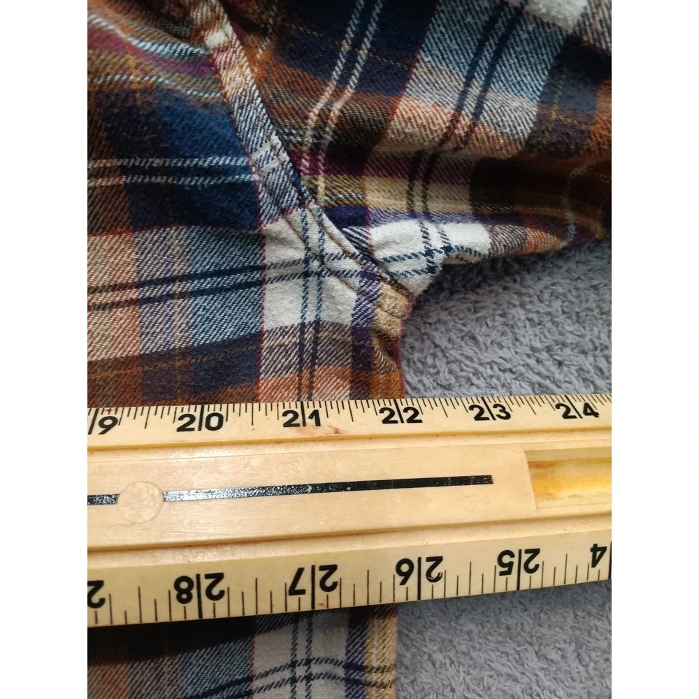 Eddie Bauer Plaid Flannel Shirt‎ Men's L Brown Long Sleeve Button Front
